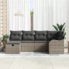  Kerti Kanapé Szett párnával tárolóval 6 pcs Szürke Poli rattan