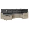  Kerti Kanapé Szett párnával 6 pcs Világosszürke Poli rattan