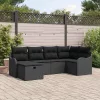  Kerti Kanapé Szett párnával tárolóval 6 pcs Fekete Poli rattan