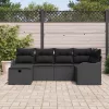  Kerti Kanapé Szett párnával tárolóval 6 pcs Fekete Poli rattan
