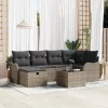  Kerti Kanapé Szett párnával tárolóval 7 pcs Szürke Poli rattan