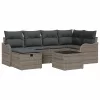  Kerti Kanapé Szett párnával tárolóval 7 pcs Szürke Poli rattan