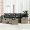  Kerti Kanapé Szett párnával tárolóval 7 pcs Szürke Poli rattan
