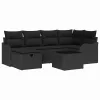  Kerti Kanapé Szett párnával tárolóval 7 pcs Fekete Poli rattan