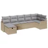  Kanapé Szett párnával 7 pcs Beige és Világosszürke polirattan