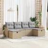  Kanapé Szett párnával 6 pcs Beige és Világosszürke polirattan