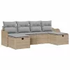  Kanapé Szett párnával 6 pcs Beige és Világosszürke polirattan