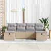 Kanapé Szett párnával 6 pcs Beige és Világosszürke polirattan