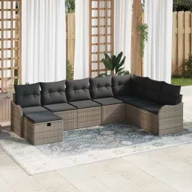    Kanapé Szett párnával tárolóval 8 pcs Szürke polirattan