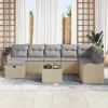  Kanapé Szett párnával 9 pcs Beige és Világosszürke polirattan