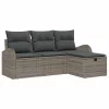  Kanapé Szett párnával tárolóval 4 pcs Szürke polirattan