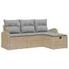  Kanapé Szett párnával 4 pcs Beige és Világosszürke polirattan