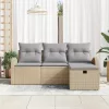  Kanapé Szett párnával 4 pcs Beige és Világosszürke polirattan