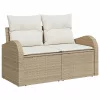  Kanapé Szett párnával tárolóval 4 pcs Beige és krém polirattan