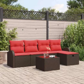    Kanapé Szett párnával tárolóval Barna és Piros polirattan