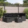 Kerti Kanapé Szett 7 pcs Fekete 234 x 124 x 85 cm Poli rattan