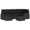  Kerti Kanapé Szett 7 pcs Fekete 234 x 124 x 85 cm Poli rattan