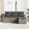  Kanapé Szett párnával tárolóval 4 pcs Szürke polirattan