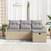 Kanapé Szett párnával 4 pcs Beige és Világosszürke polirattan