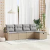  Kanapé Szett párnával 5 pcs Beige és Világosszürke polirattan