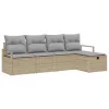  Kanapé Szett párnával 5 pcs Beige és Világosszürke polirattan