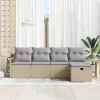  Kanapé Szett párnával 5 pcs Beige és Világosszürke polirattan