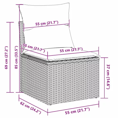  Kanapé Szett párnával 5 pcs Beige és Világosszürke polirattan