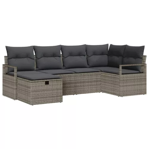  Kanapé Szett párnával tárolóval Szürke polirattan