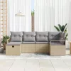  Kanapé Szett párnával 6 pcs Beige és Világosszürke polirattan
