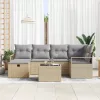  Kanapé Szett párnával 7 pcs Beige és Világosszürke polirattan