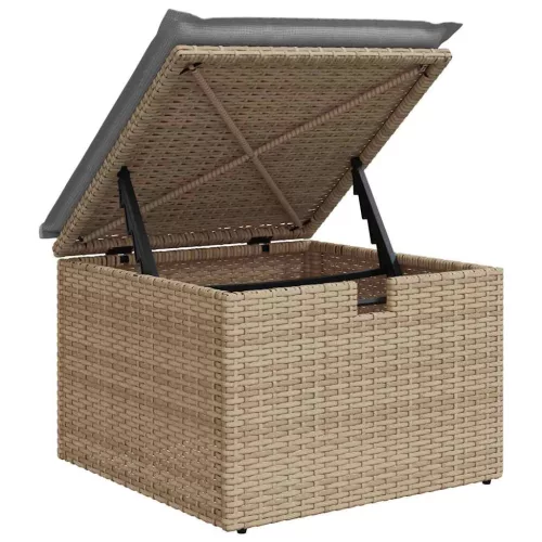  Kanapé Szett párnával 7 pcs Beige és Világosszürke polirattan