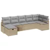  Kanapé Szett párnával 7 pcs Beige és Világosszürke polirattan