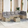  Kanapé Szett párnával 8 pcs Beige és Világosszürke polirattan