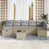  Kanapé Szett párnával 8 pcs Beige és Világosszürke polirattan