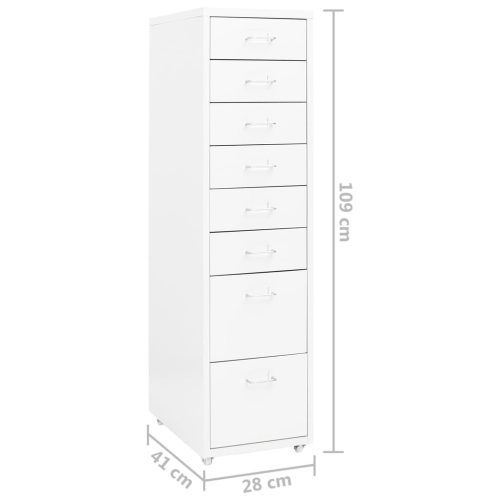  fehér fém mobil iratszekrény 28 x 41 x 109 cm