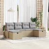  Kanapé Szett párnával 6 pcs Beige és Világosszürke polirattan