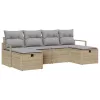  Kanapé Szett párnával 6 pcs Beige és Világosszürke polirattan
