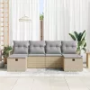  Kanapé Szett párnával 6 pcs Beige és Világosszürke polirattan