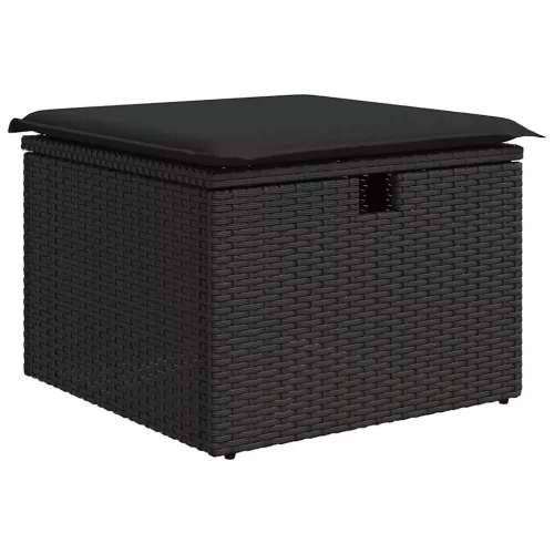  Kanapé Szett párnával tárolóval 6 pcs Fekete polirattan