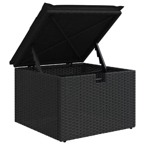  Kanapé Szett párnával tárolóval 6 pcs Fekete polirattan