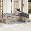  Kanapé Szett párnával 8 pcs Beige és Világosszürke polirattan