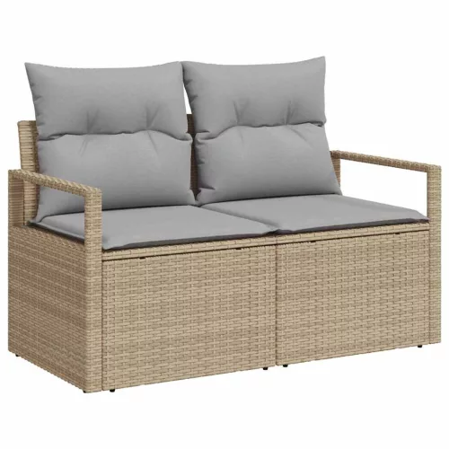  Kanapé Szett párnával 8 pcs Beige és Világosszürke polirattan