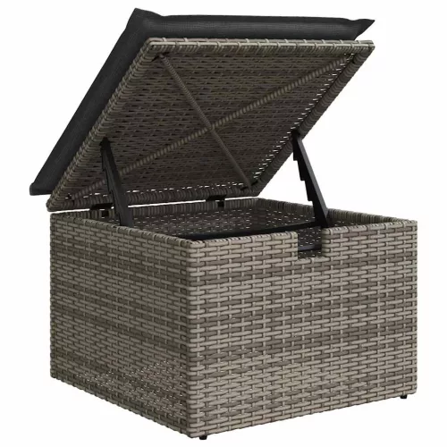  Kanapé Szett párnával tárolóval 9 pcs Szürke polirattan