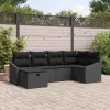  Kanapé Szett párnával tárolóval 6 pcs Fekete polirattan