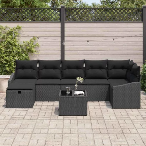  Kanapé Szett párnával tárolóval 8 pcs polirattan