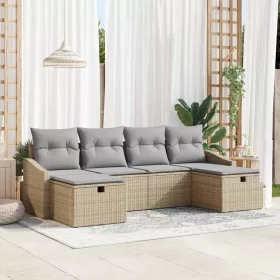  Kerti Kanapé Szett párnával 6 pcs Bézs Poli rattan