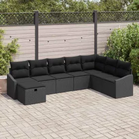  Kerti Kanapé Szett párnával tárolóval 8 pcs polirattan
