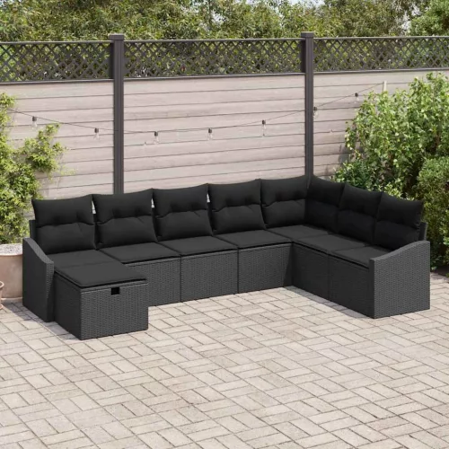  Kerti Kanapé Szett párnával tárolóval 8 pcs polirattan