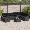  Kerti Kanapé Szett párnával 9 pcs Fekete Poli rattan