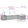  Kerti Kanapé Szett párnával 4 pcs Fekete Poli rattan